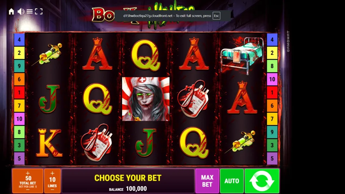 Book of Madness Deluxe slot game interface na may horror theme